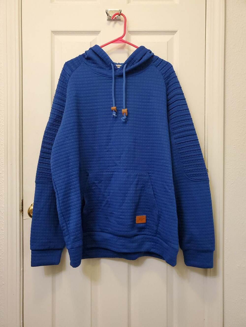 COOFANDY Men's Mike Diex Blue Waffle Knit Pullover Hoodie